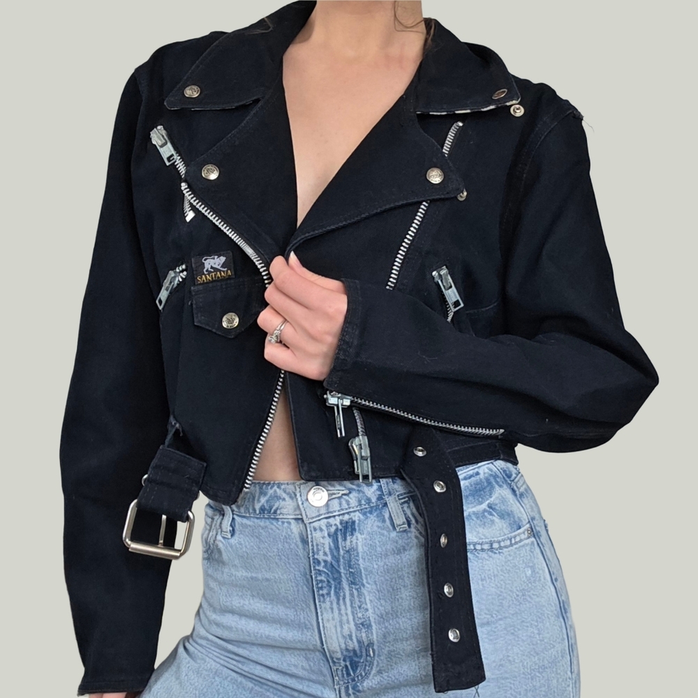 🔥 100% Cotton 80s Vintage Santana Cropped Denim Jacket 🔥